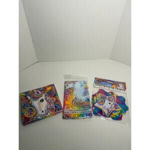 NEW Vintage Deadstock Lisa Frank Unicorn Party Decor Birthday Banner Napkins